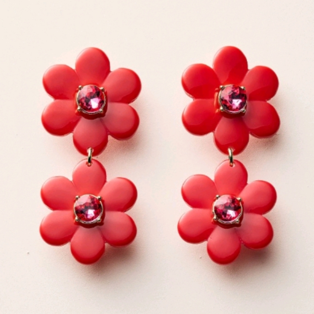 kate spade new york x Target Floral Linear Earrings -  Red